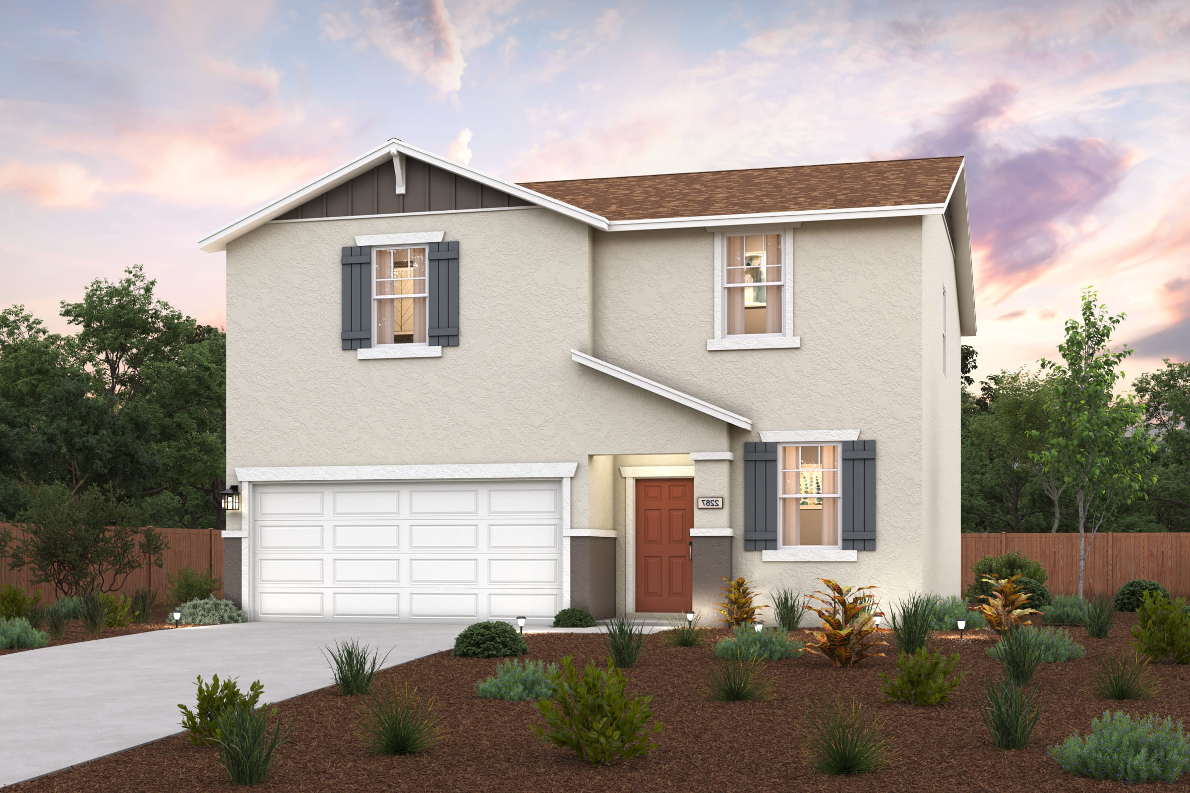 A house with a garage.