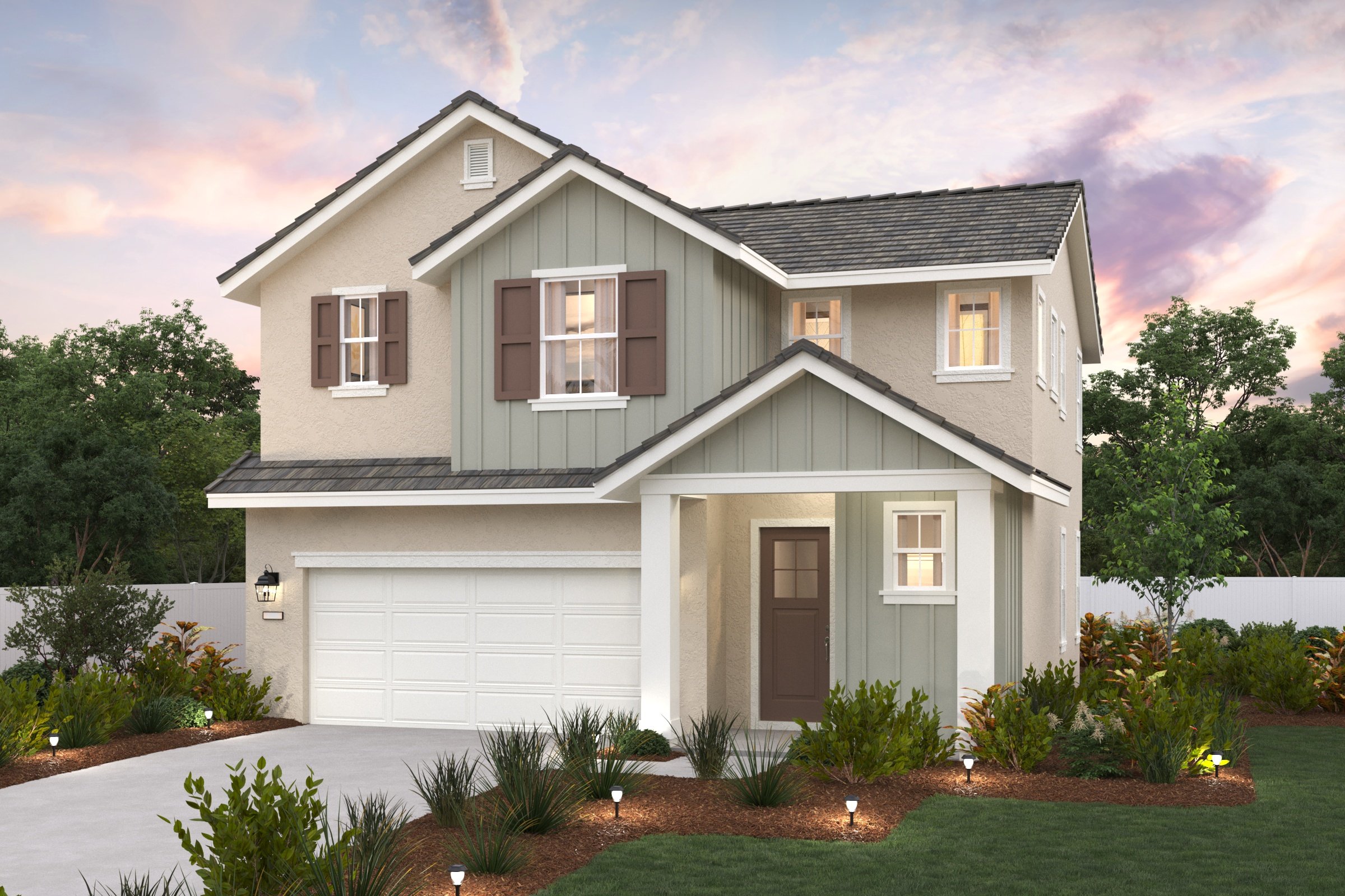 A house with a garage.