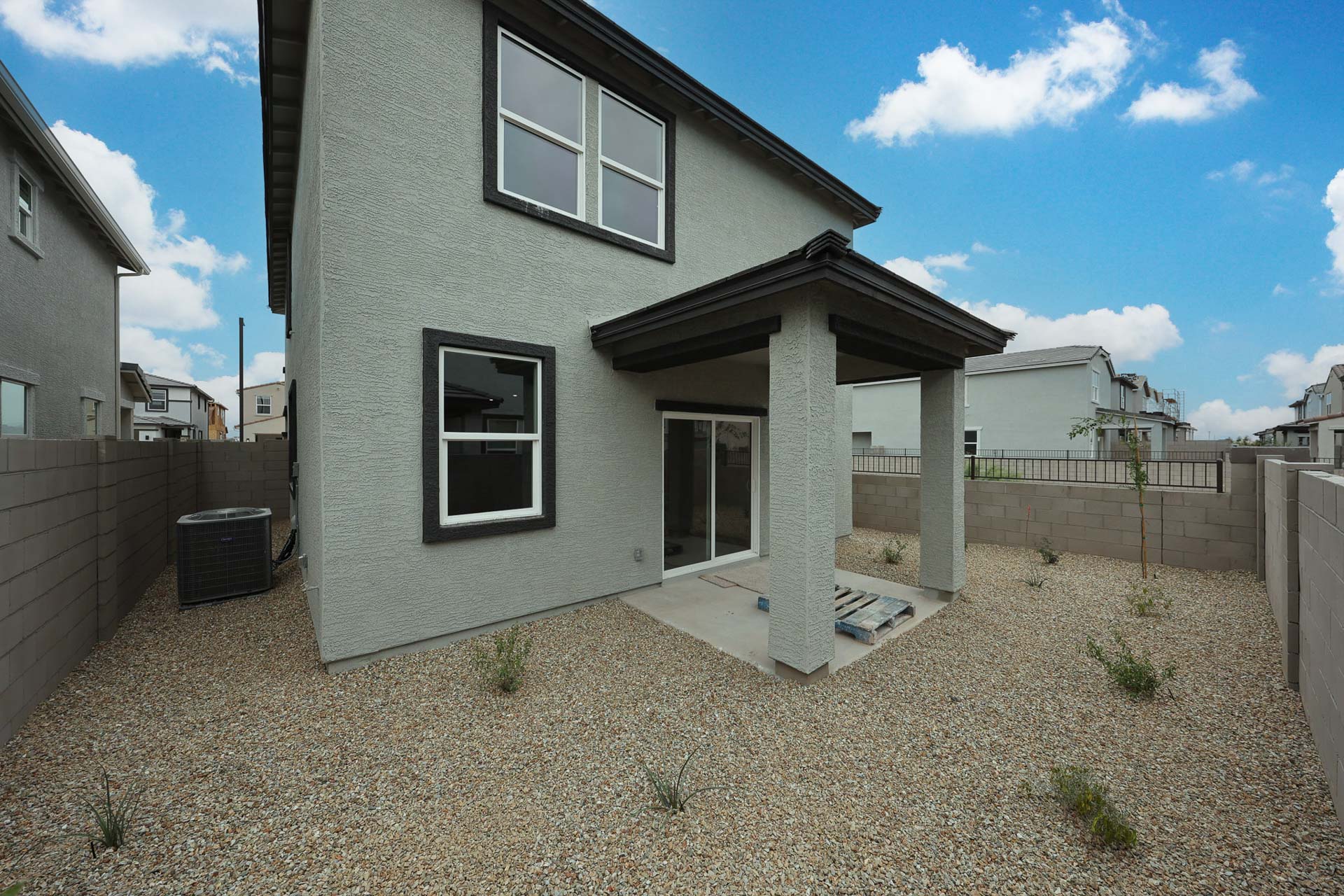 A house with a pool.