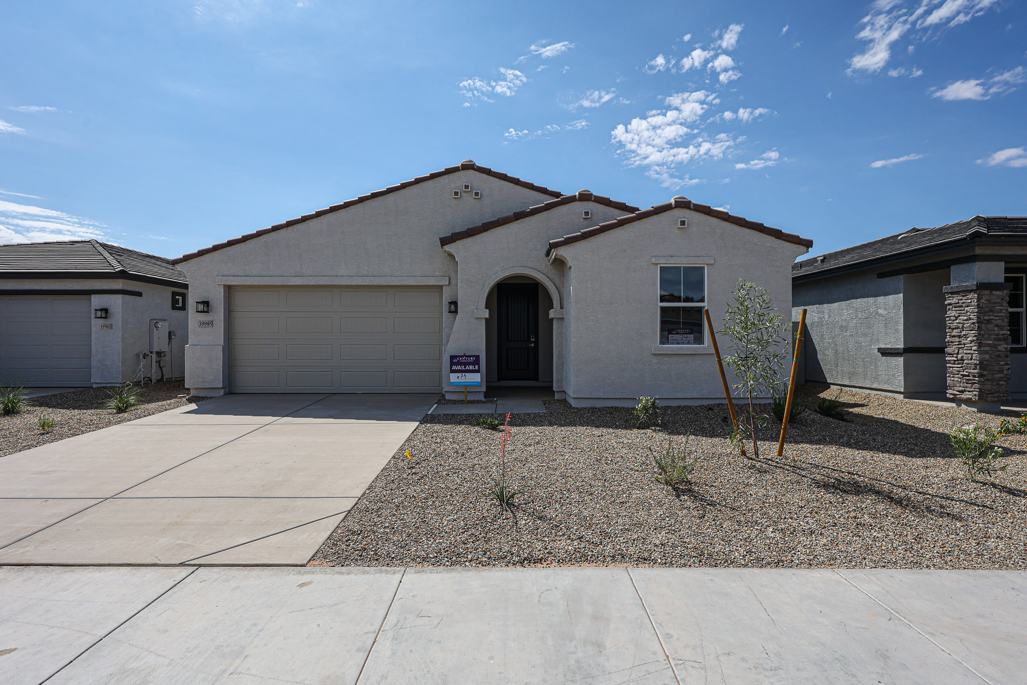 A building with a garage.