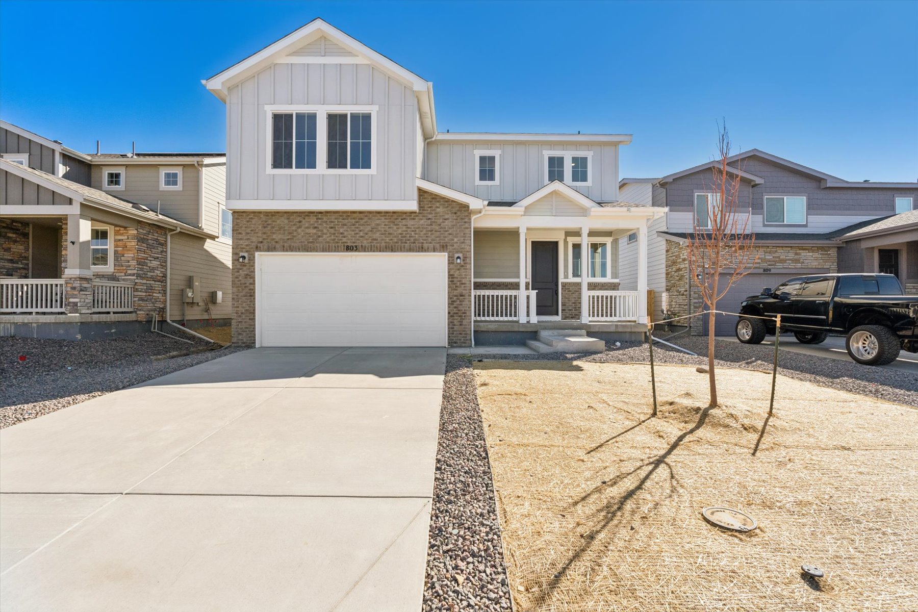 A house with a garage.