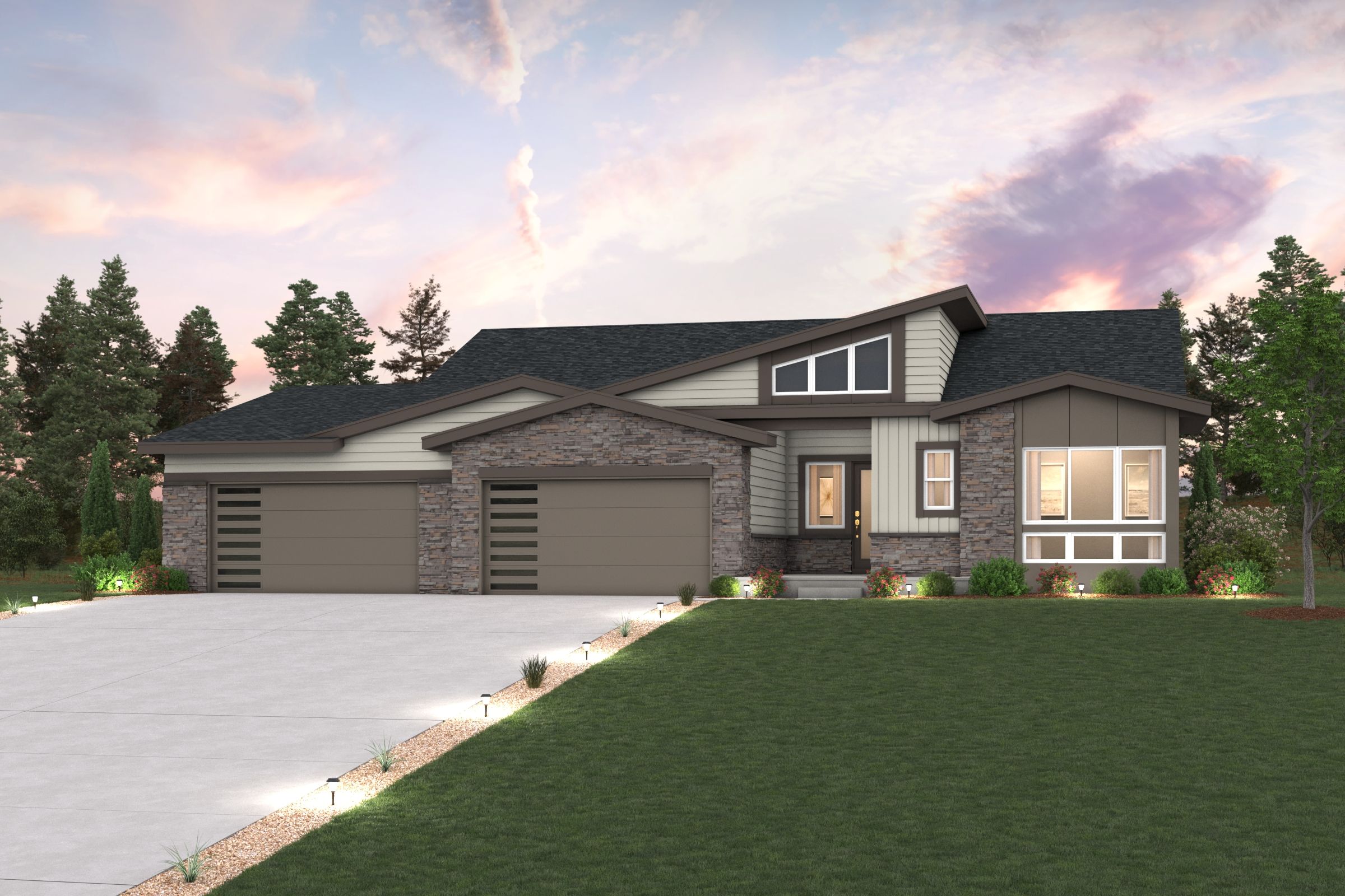 A house with a large lawn.