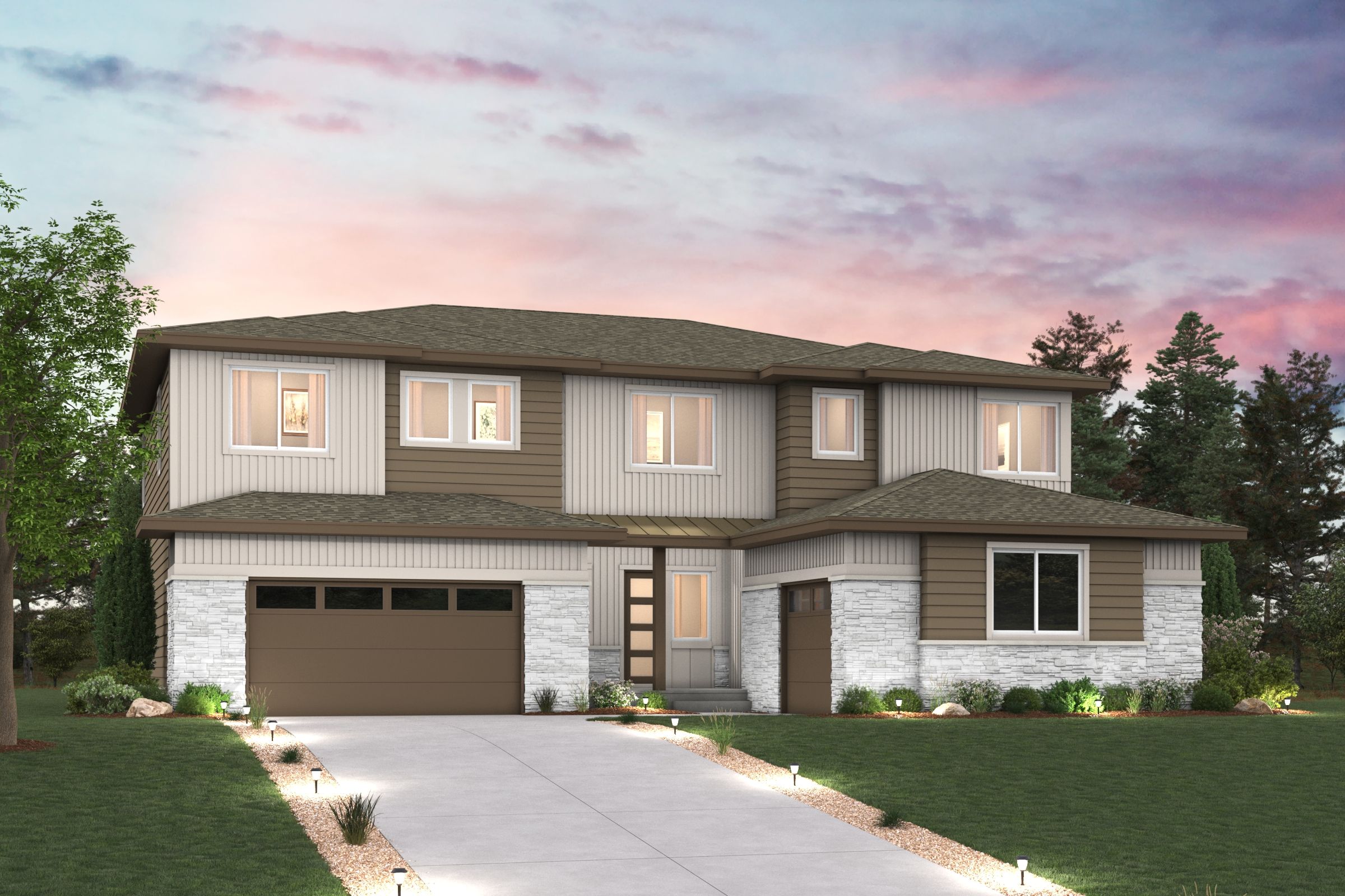 A house with a driveway.