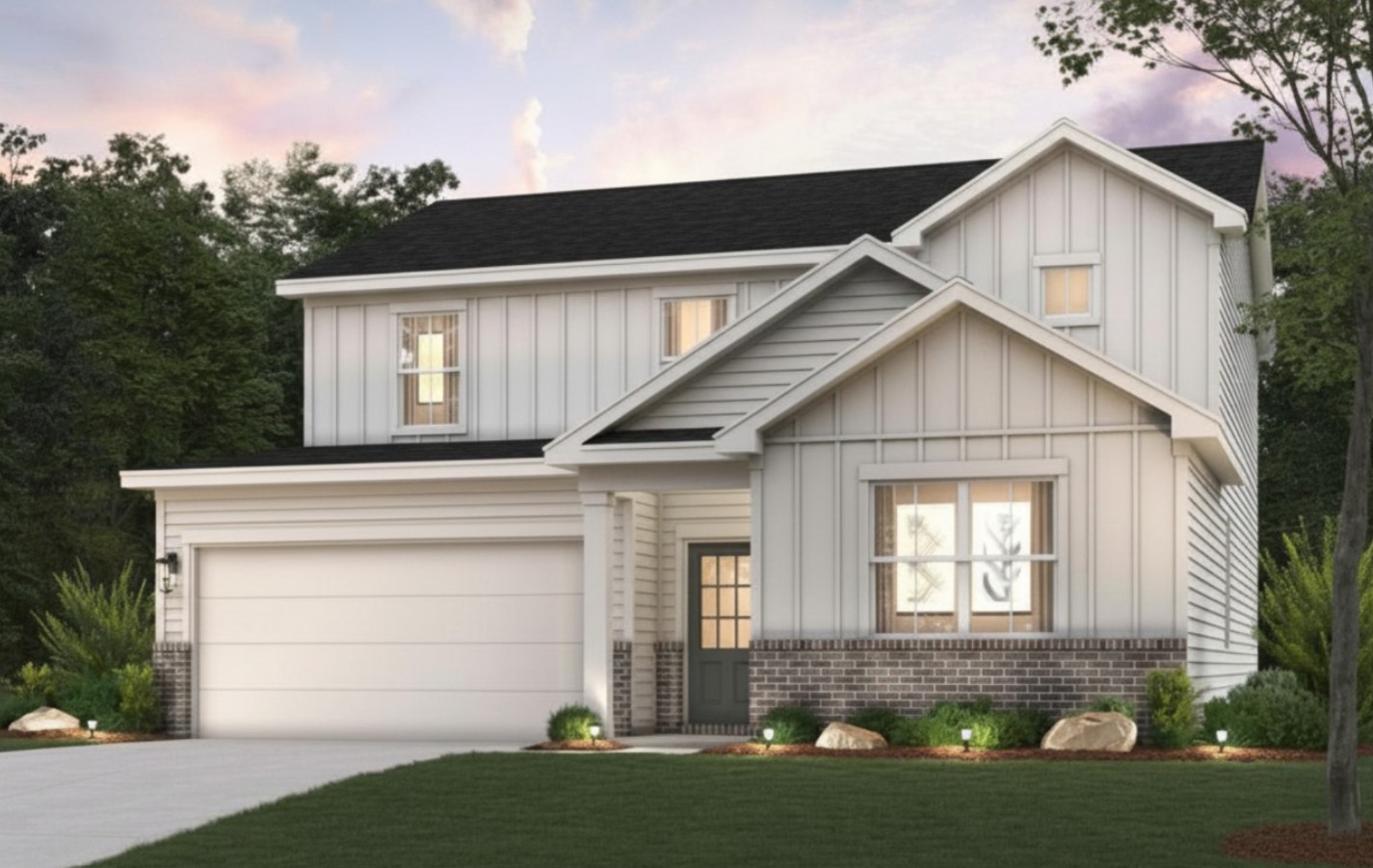 A house with a garage.