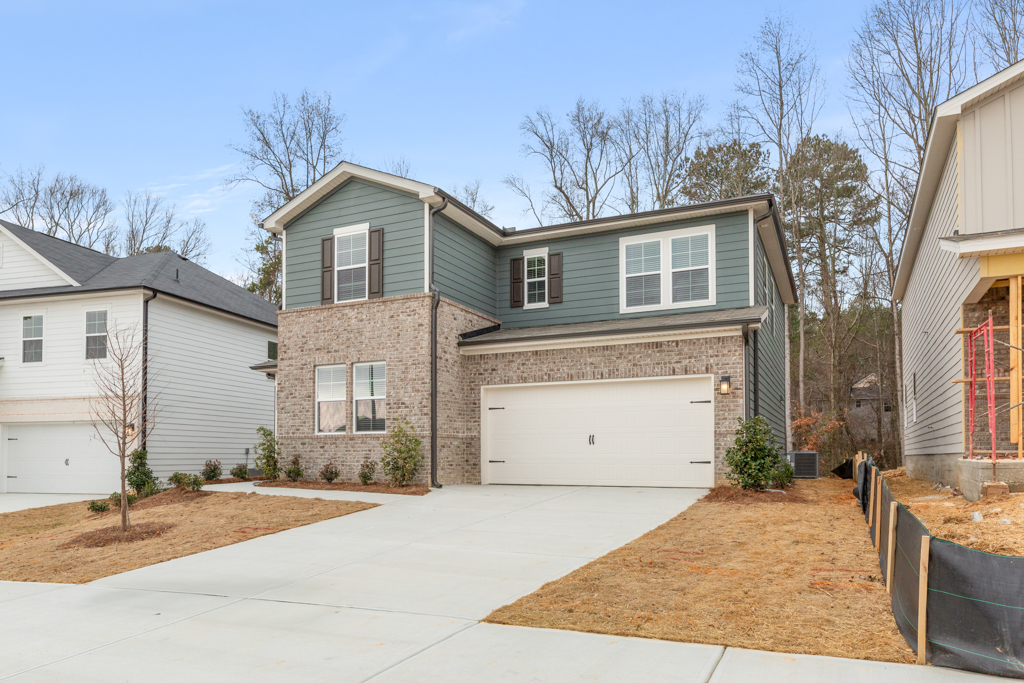 A house with a garage.