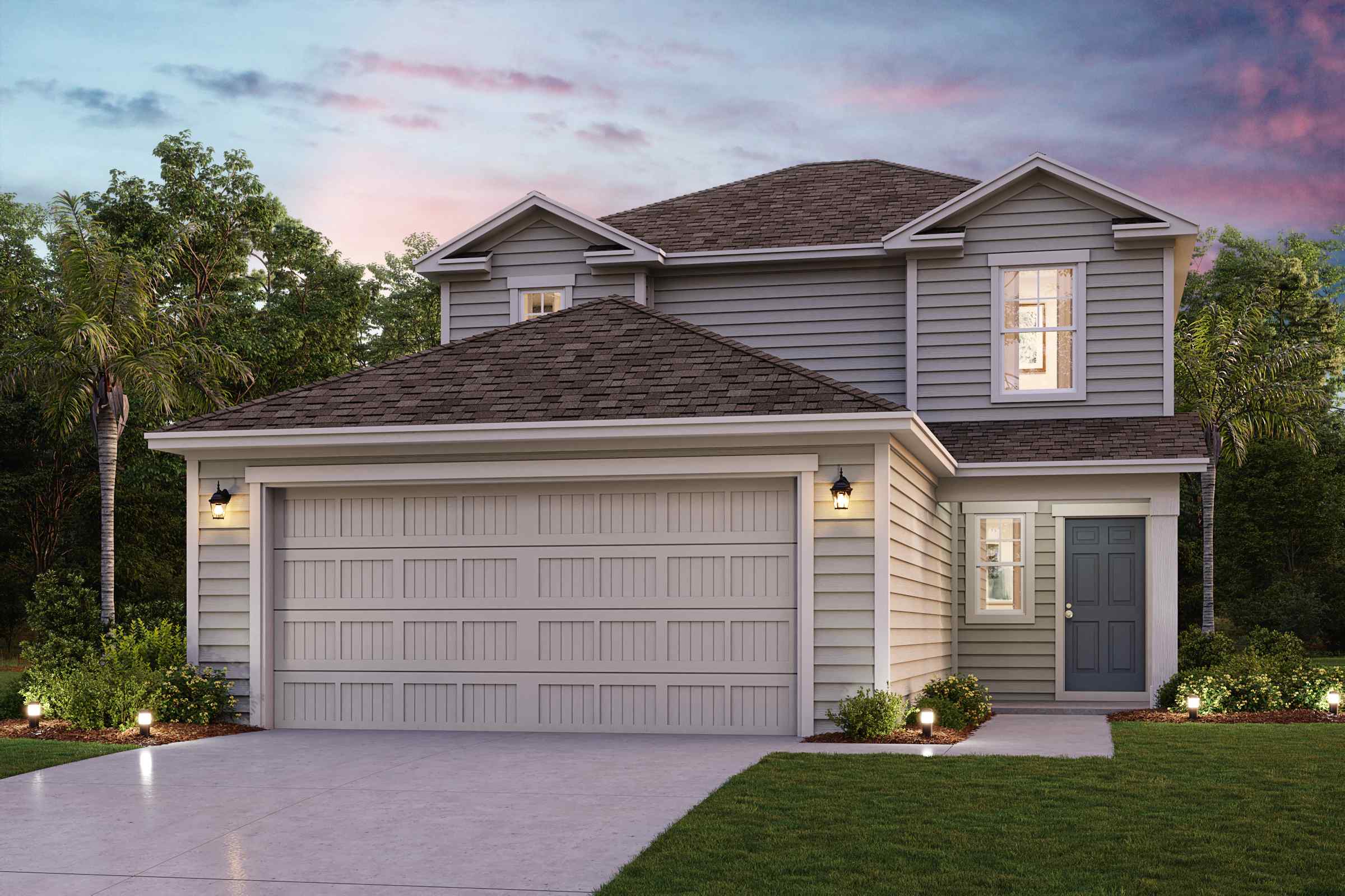 A house with a garage.