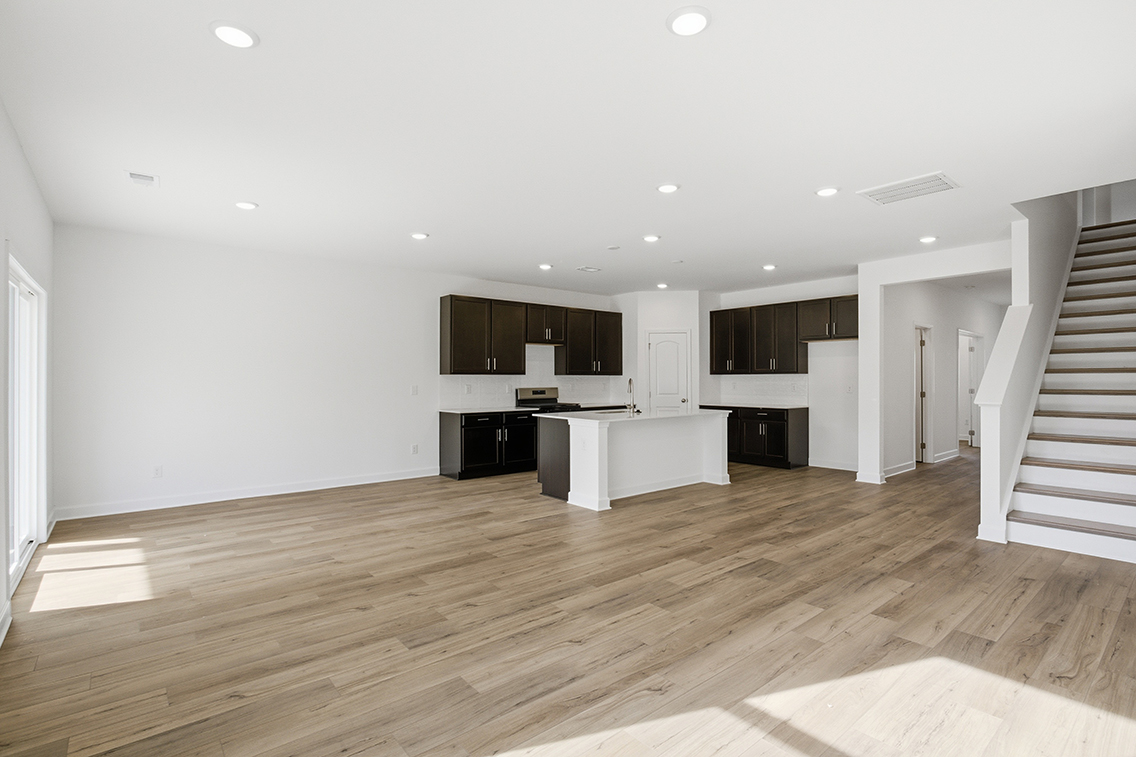 A large empty living room.