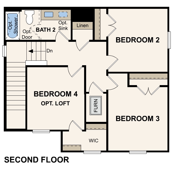 Hawthorn floor plan, second floor