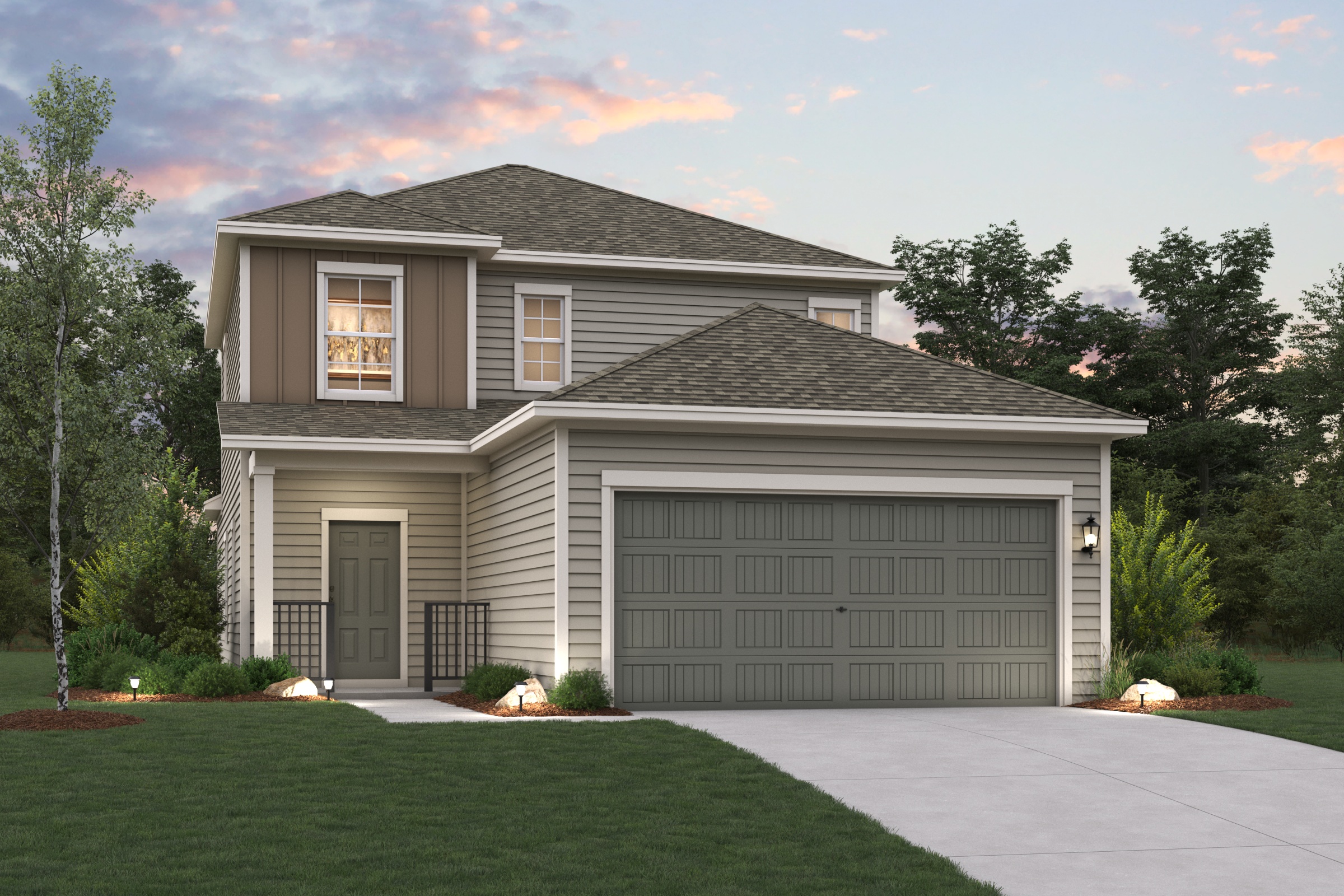 A house with a garage.