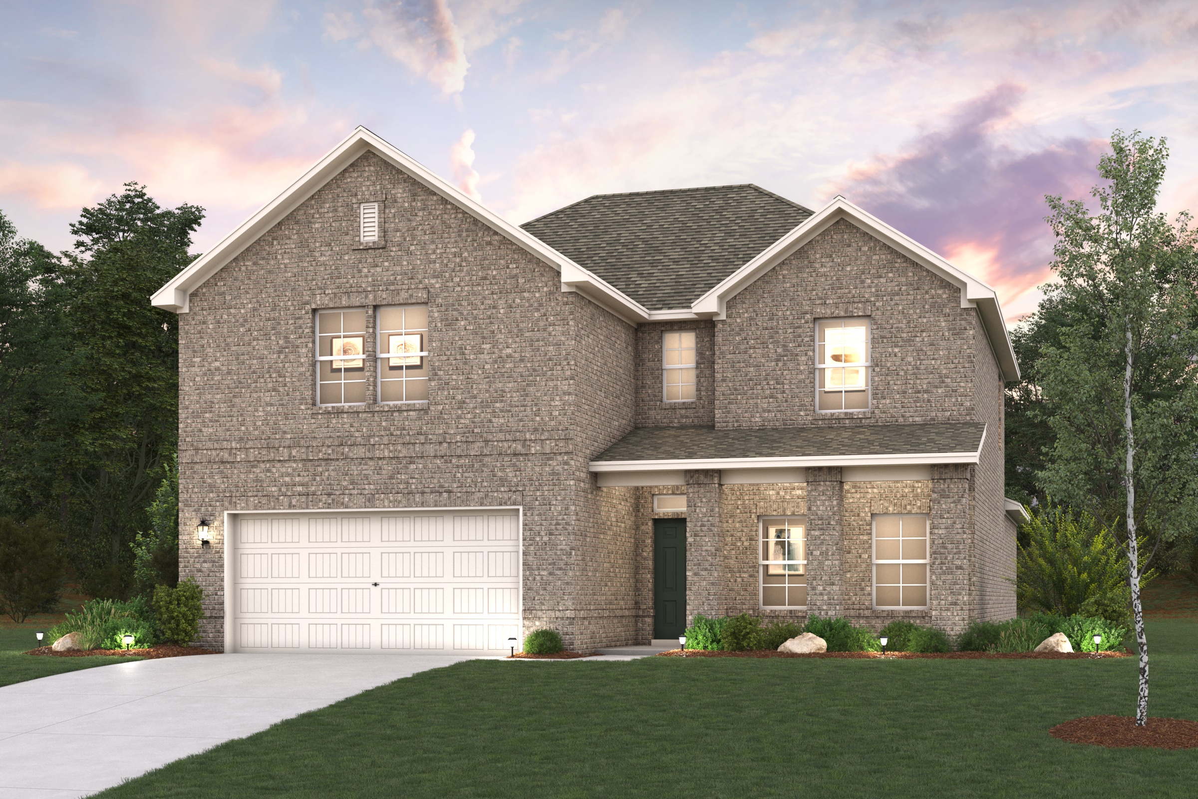 A large house with a garage.