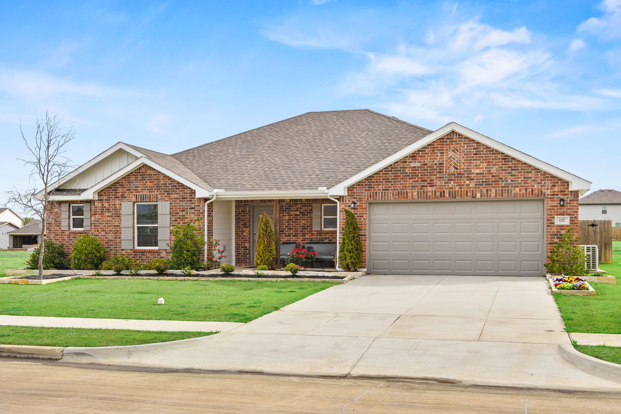 A house with a garage.