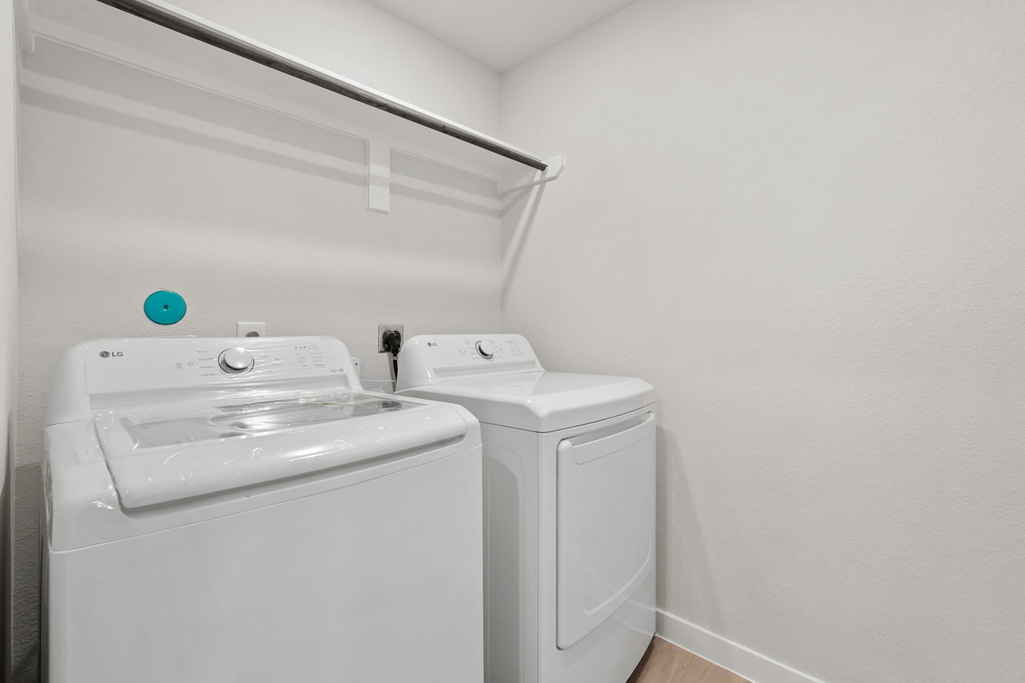 A washing machine and dryer.