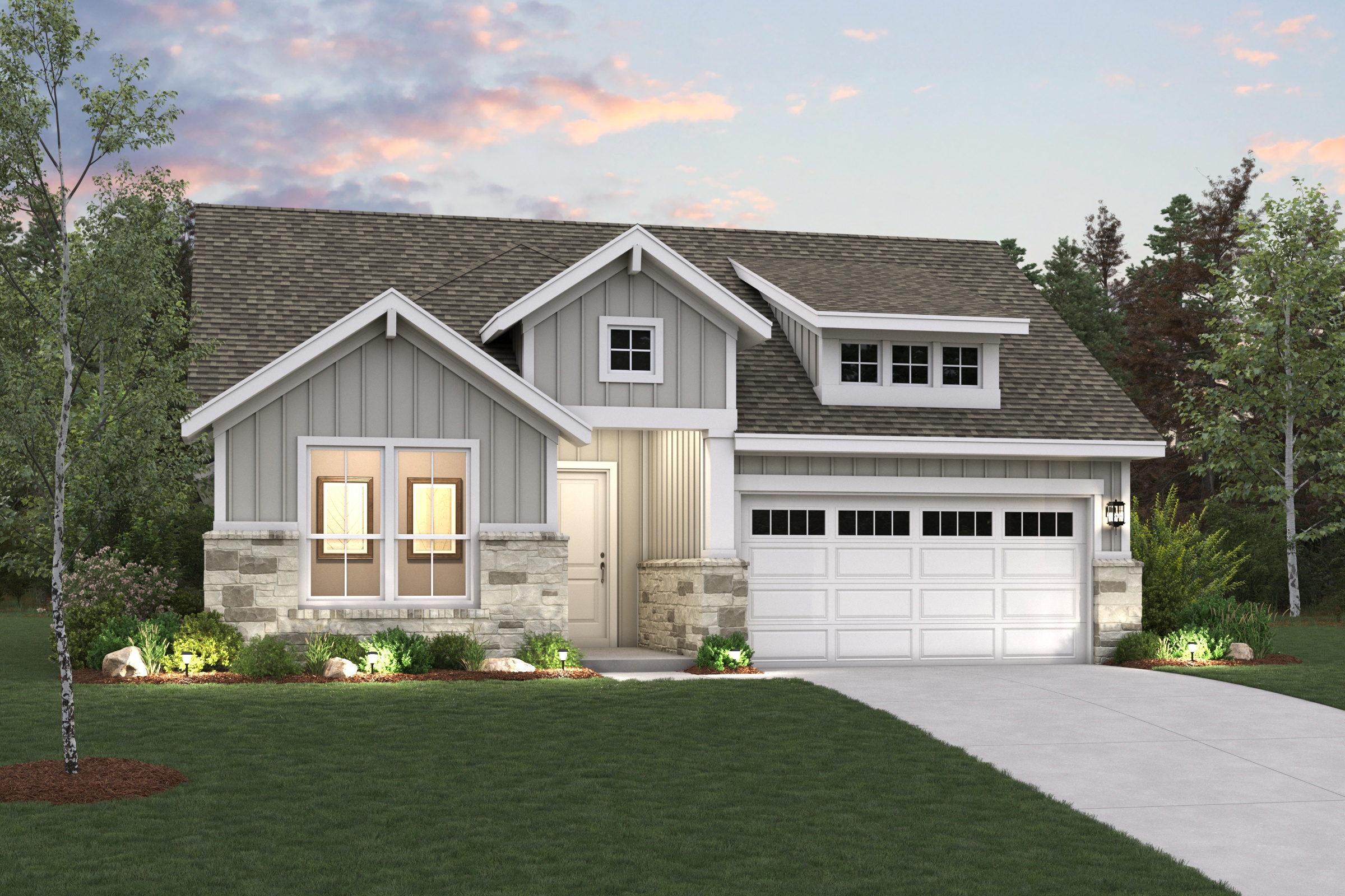 A house with a large front yard.