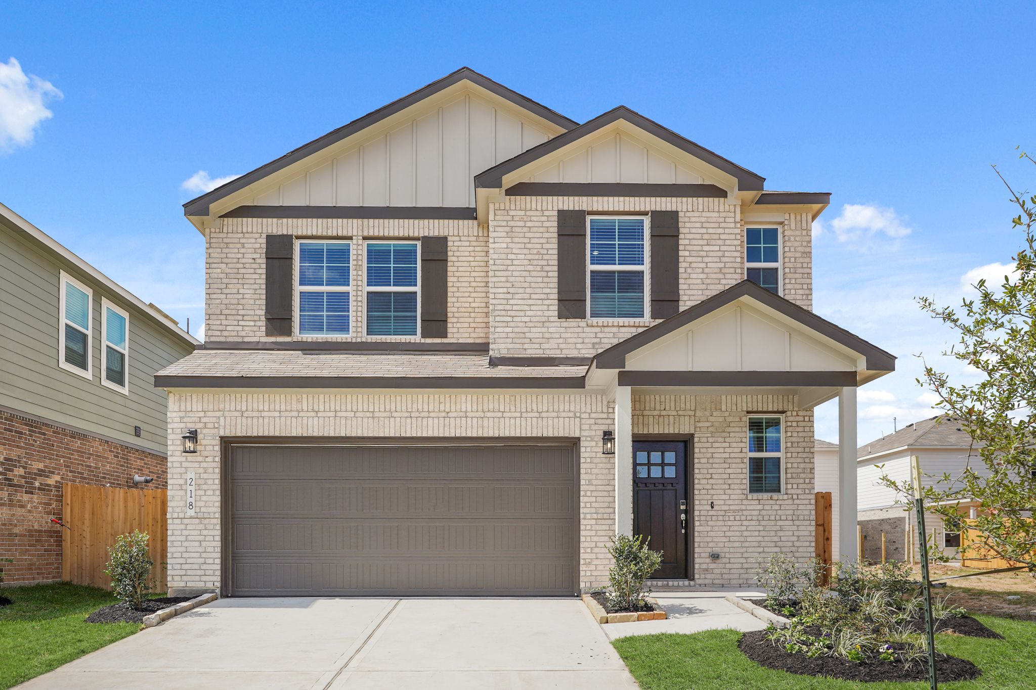 A house with a garage.