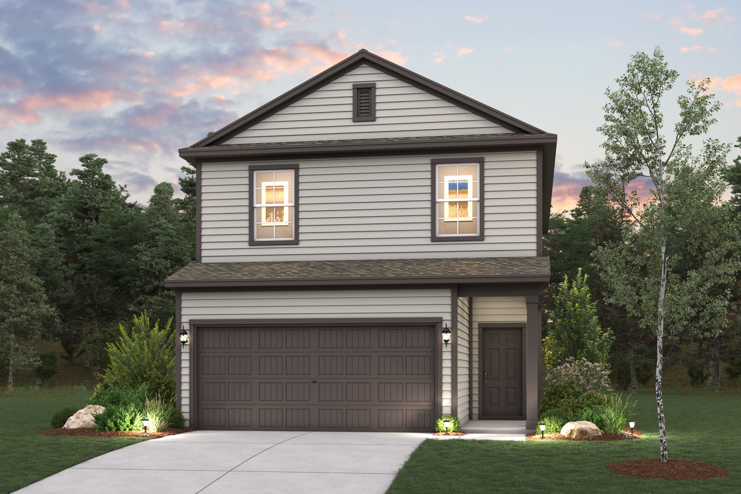 A house with a garage.