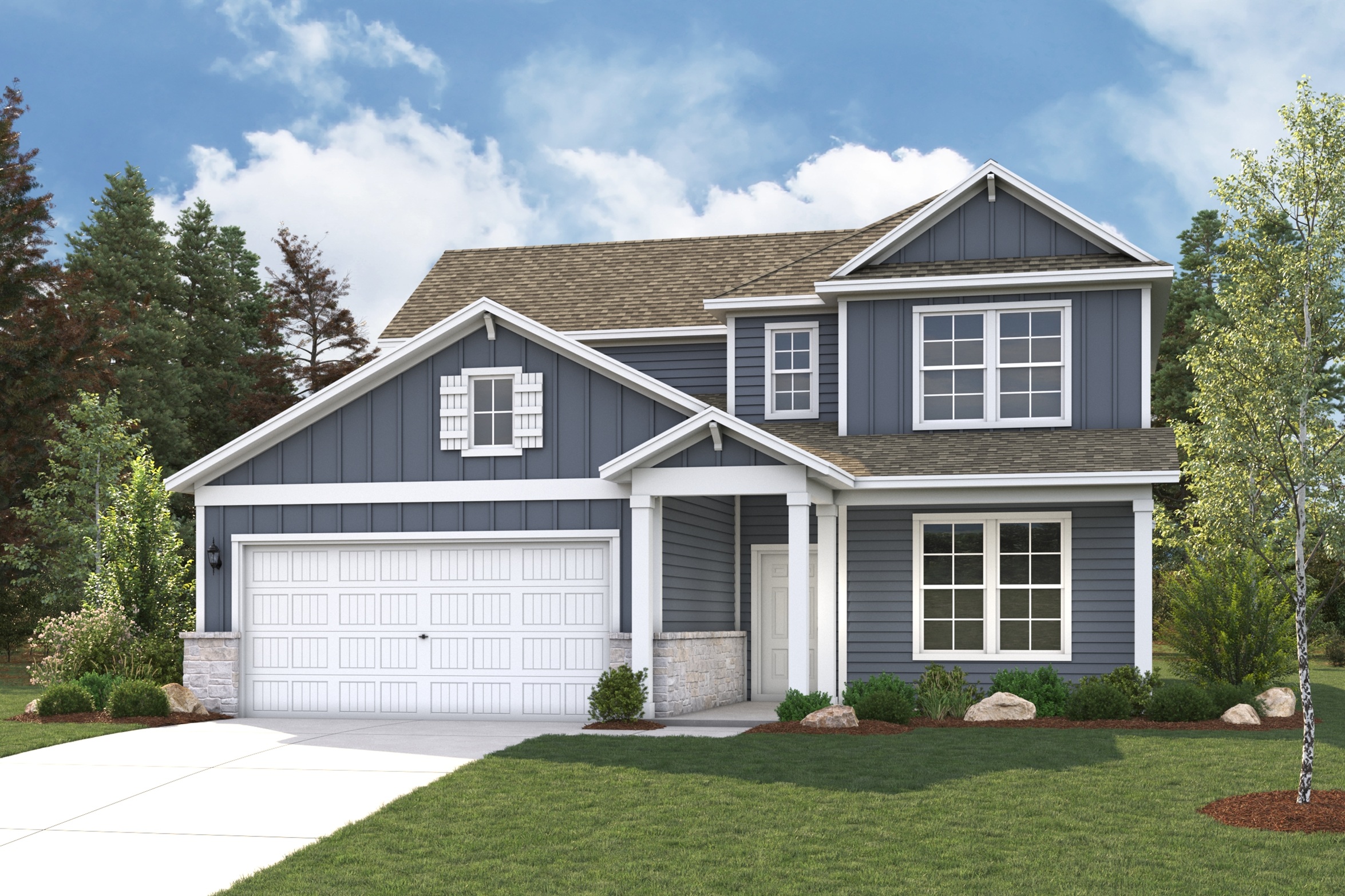 A house with a garage.