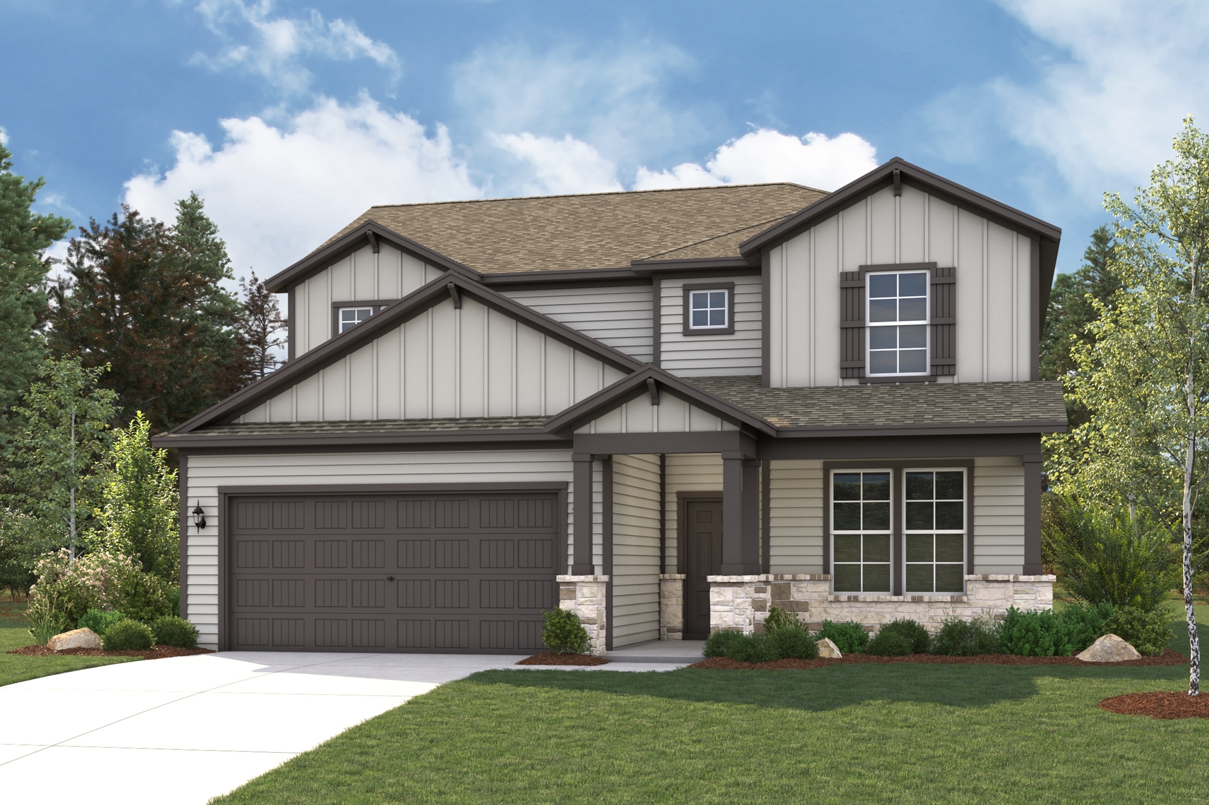 A house with a garage.