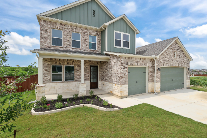 A house with a front yard.