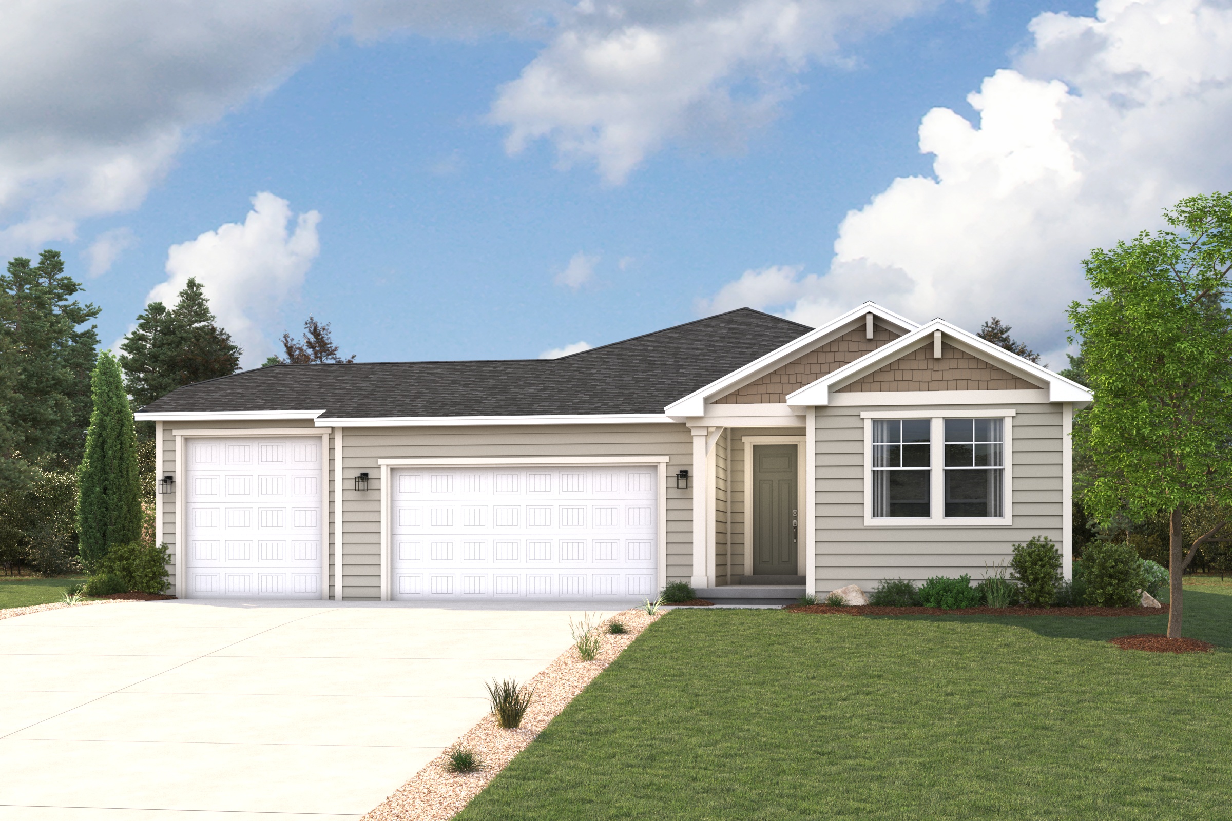 A house with a garage.