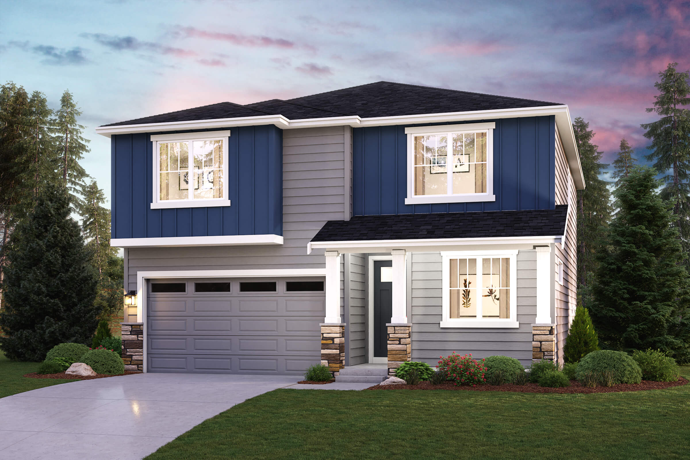 A house with a garage.