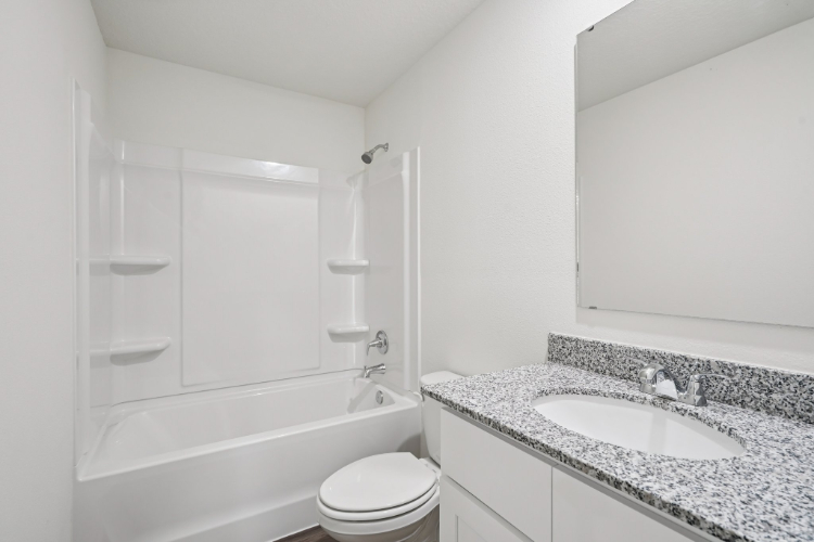 A bathroom with a sink and a bathtub.