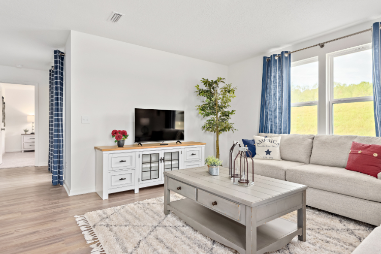 A living room with a tv and couches.