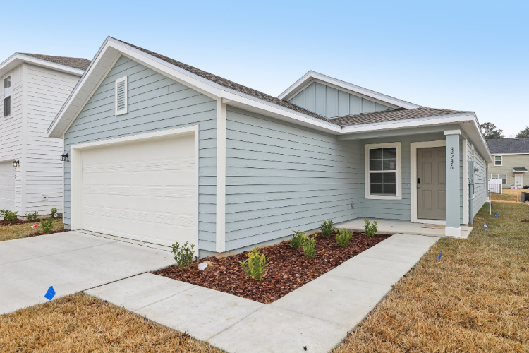 A house with a garage.